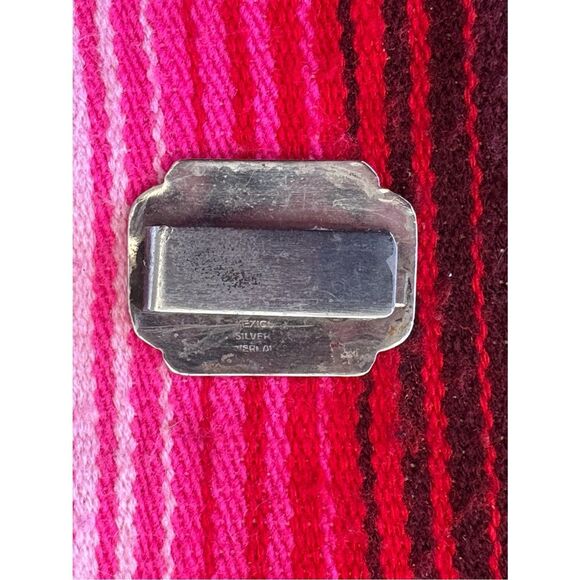 Antique Rare Welra Mexico Sterling Silver Western Floral Engraved Hat Band Clip! main image 7